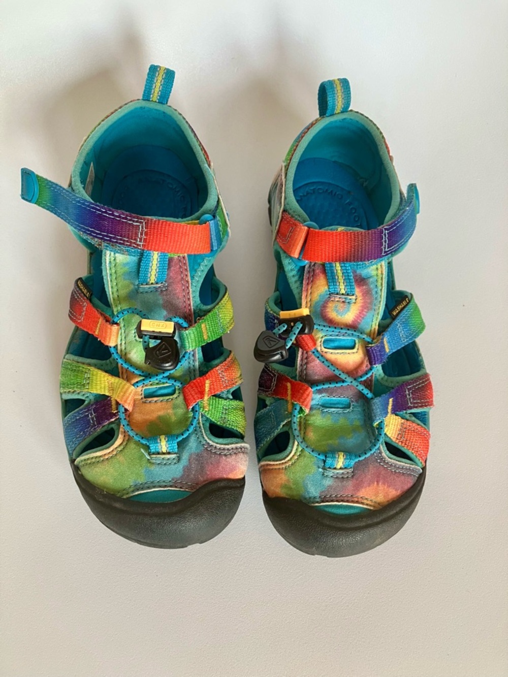 Keen Kids Tie-Dye Rainbow Sport Sandals - Turquoise Accents